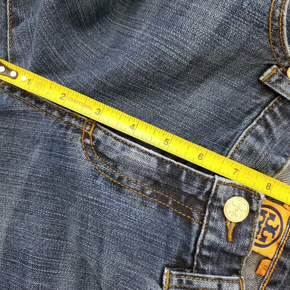 Tory Burch Slouchy Slim Gold Logo Hardware Low-Rise Y2K Women's Jeans Size 27 - Picture 9 of 14